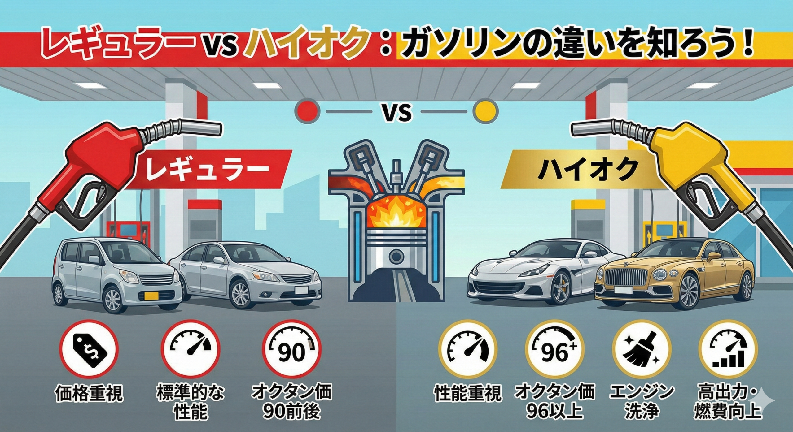 レギュラーガソリン・ハイオクガソリン説明